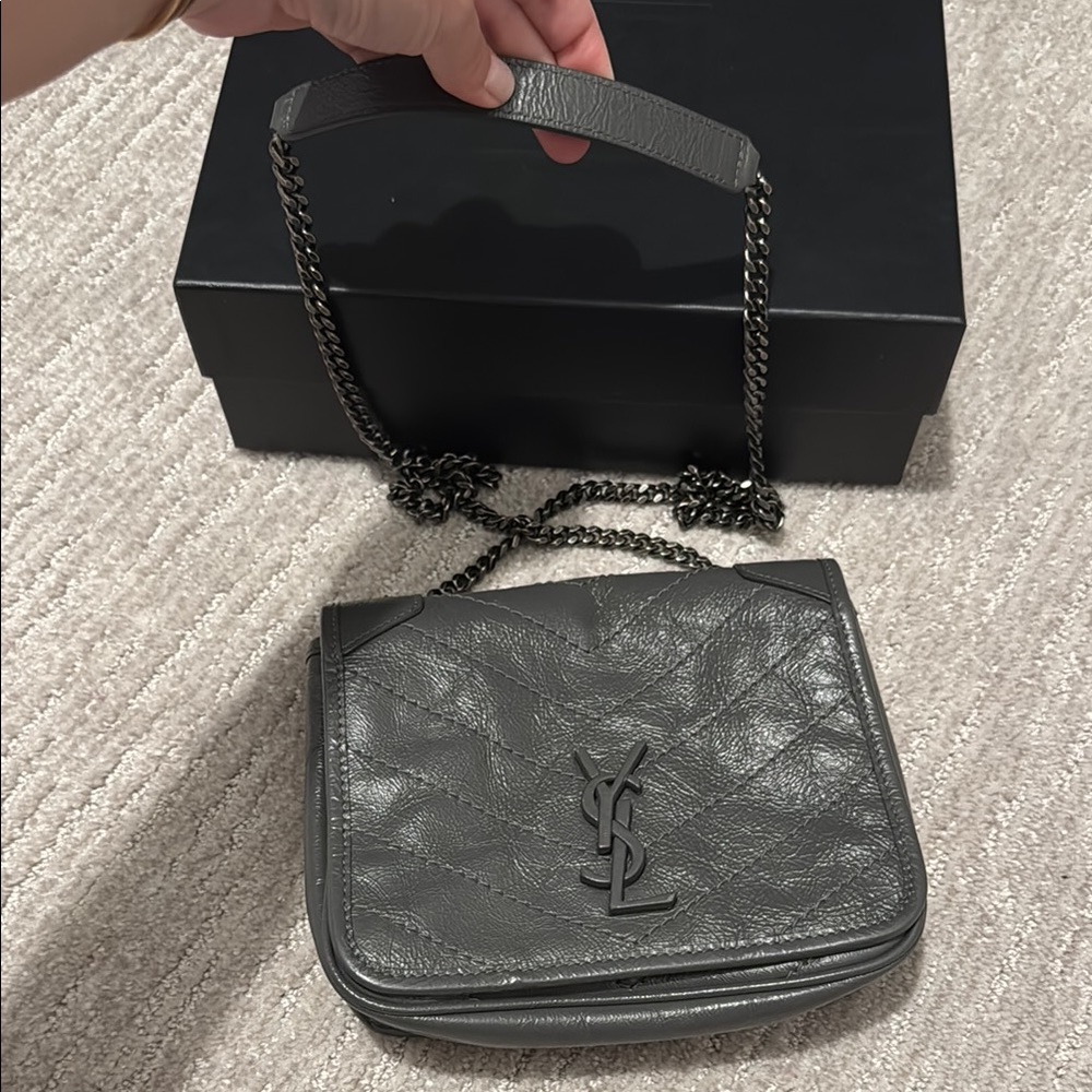 Yves Saint Laurent Gray Leather Bag
